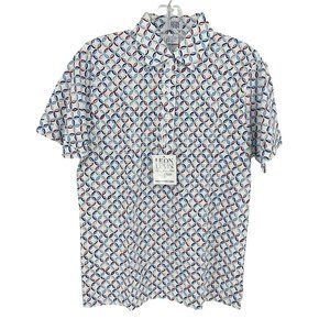 New Leon Levine Polo Shirt Women's Small Short Sleeve Blouse Circles Rin…